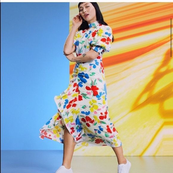 RIXO Dresses & Skirts - Rixo xTarget Floral Mock Neck Cascade Ruffle Dress